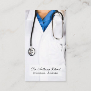 Elegant QR code OBGYN Obstetrician Gynecologist Business Card
