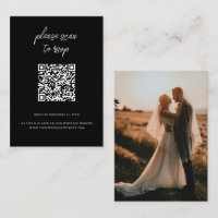 Elegant QR Code Photo Black Wedding RSVP