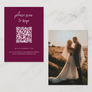 Elegant QR Code Photo Burgundy Wedding RSVP Enclosure Card