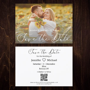 elegant qr code photo minimal save the date