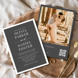 Elegant QR Code Photo Minimalist Modern Wedding Invitation