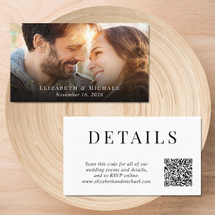 Elegant QR Code Photo Wedding Details Enclosure Card