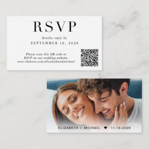 Elegant QR Code Photo Wedding RSVP Enclosure Card