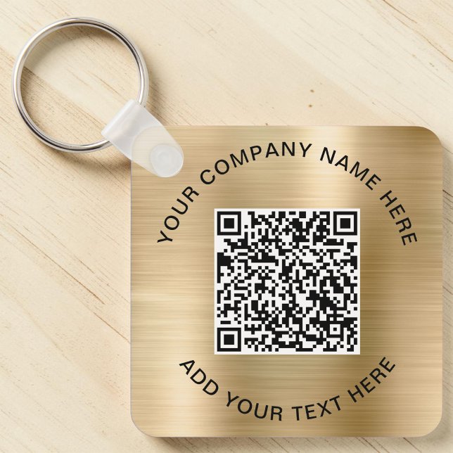 Elegant QR Code Promotional Gold Key Ring (Elegant QR Code Promotional Gold Keychain)