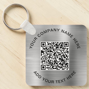Elegant QR Code Promotional Silver Key Ring