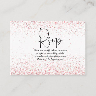 Elegant QR Code Rose Gold Glitter Wedding RSVP Enclosure Card