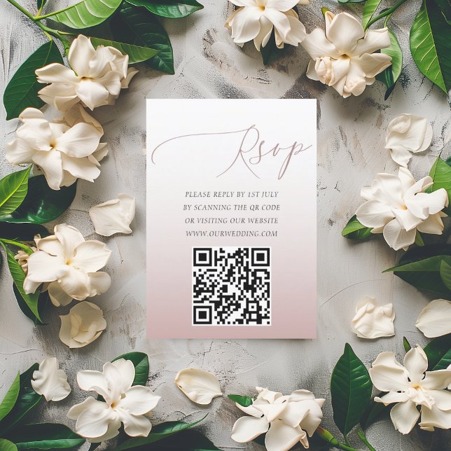 Elegant QR Code Rose Gold Simple RSVP Wedding Card (Creator Uploaded)