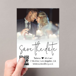 elegant qr code trendy script photo save the date acrylic invitations