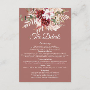Elegant QR Code Wedding Info Card Dusty Rosewood