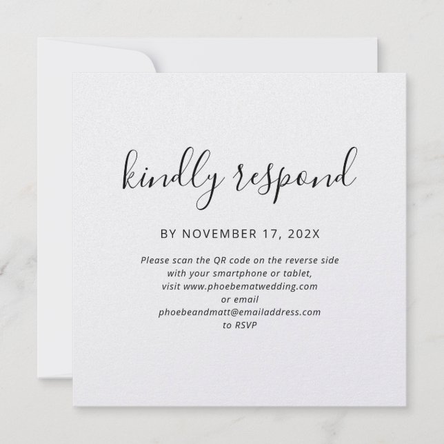 Elegant QR Code Wedding RSVP Card (Front)