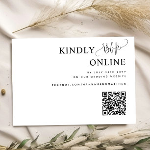 Elegant QR Code Wedding RSVP Online, Script, Kraft Enclosure Card