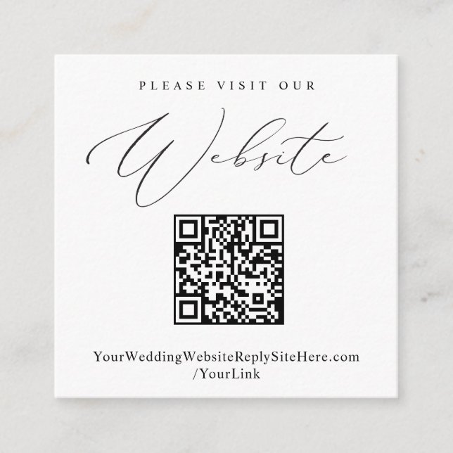 Elegant QR Code Wedding Website Enclosure Card (Front)