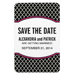 Elegant Quatrefoil Save the Date Magnet, Pink Magnet