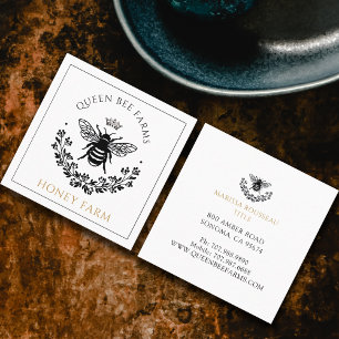Elegant Queen Bee Black White Gold Business Square Business Card