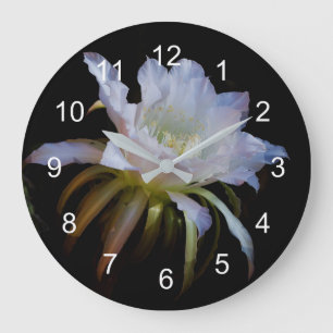 Elegant Queen of the Night Cactus Flower Large Clock