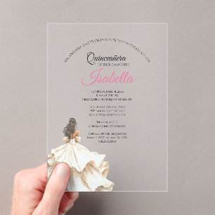 Elegant Quinceanera 15th Birthday Acrylic Invitations