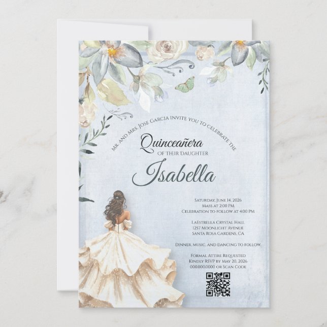 Elegant Quinceanera 15th Birthday Invitation (Front)