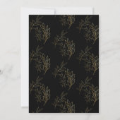 Elegant Quinceanera Black and Gold Sketch Floral Invitation (Back)