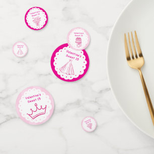 Elegant Quinceañera Floral Bouquet Pink & White Confetti