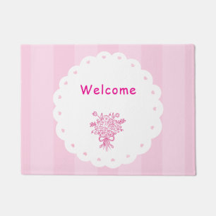 Elegant Quinceañera Floral Bouquet   Pink & White  Doormat