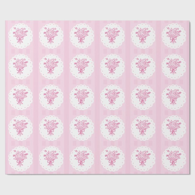 Elegant Quinceañera Floral Bouquet | Pink & White  Wrapping Paper (Flat)