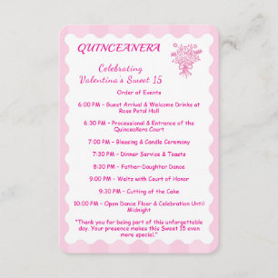 Elegant Quinceañera Floral Bouquet PROGRAMM Enclosure Card