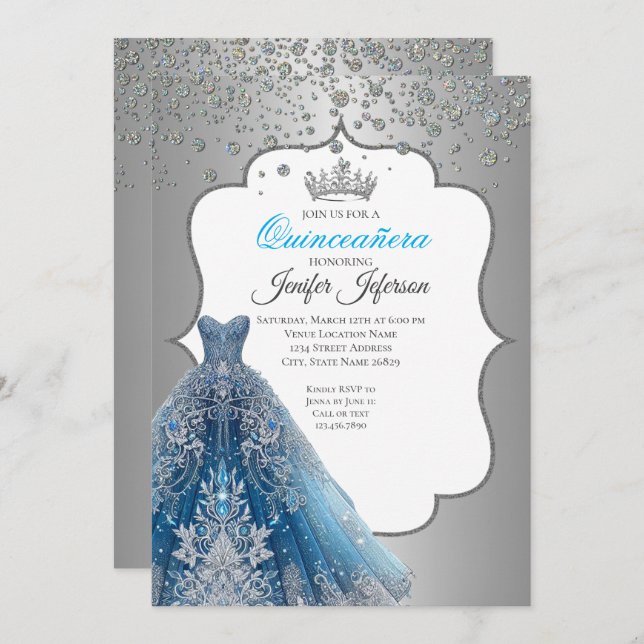 Elegant Quinceanera Invitation (Front/Back)