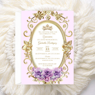 Elegant Quinceañera Invitation Floral lilac Z6