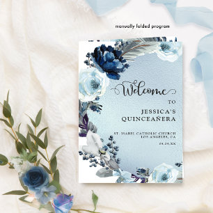 Elegant Quinceañera  Light Blue Foil Program