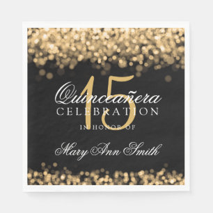 Elegant Quinceanera Party Gold Lights Napkin