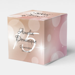 Elegant Quinceañera Pink Blush Bokeh Favour Box