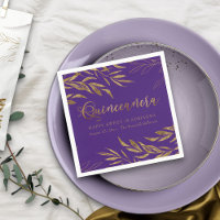 Elegant Quinceanera Purple and Gold Leaf
