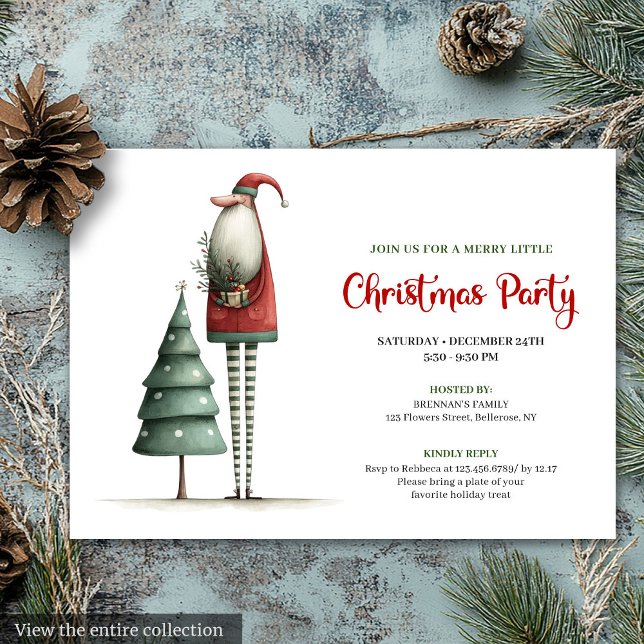 Elegant Quirky Santa Christmas Holiday Invitation (Elegant Quirky Santa Christmas Holiday Invitation)