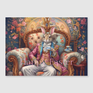 Elegant rabbit Drinking Tea Happy Easter