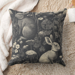 Elegant Rabbit Toile Floral Vintage Pattern (10) Cushion