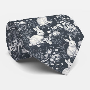 Elegant Rabbit Toile Floral Vintage Pattern (5) Tie