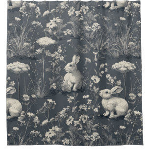 Elegant Rabbit Toile Floral Vintage Pattern (6) Shower Curtain