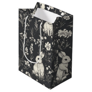 Elegant Rabbit Toile Floral Vintage Pattern Medium Gift Bag