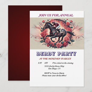 Elegant Race Horse Derby Party Birthday Invitation