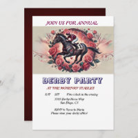 Elegant Race Horse Derby Party Birthday Invitation