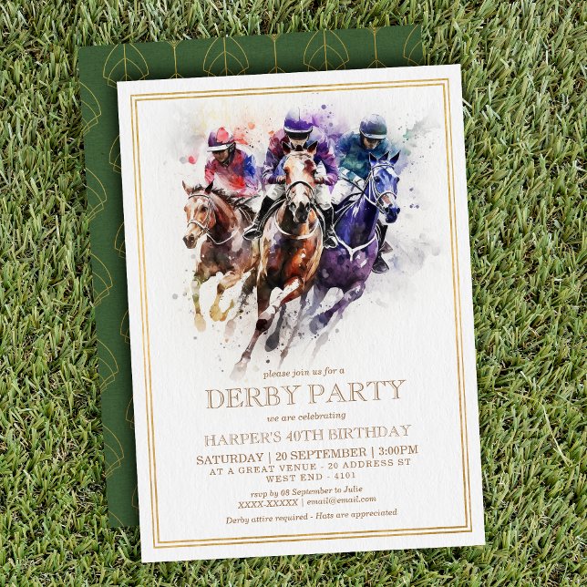 Elegant Race Horse Derby Party Birthday  Invitation (Saddle up! Join us for a derby extravaganza with our fantastic derby invitation. )