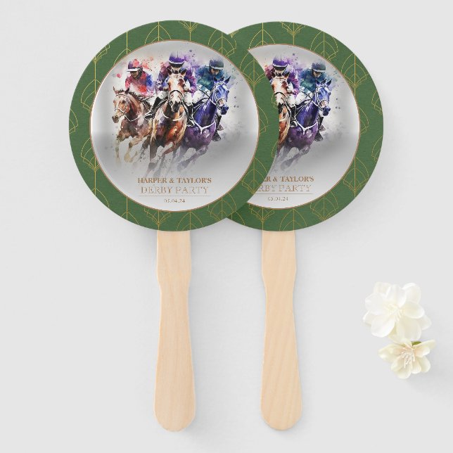 Elegant Race Horse Derby Party Equestrian Hand Fan (Front and Back)