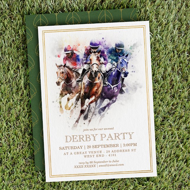 Elegant Race Horse Derby Party Equestrian Invitation (Creator Uploaded)