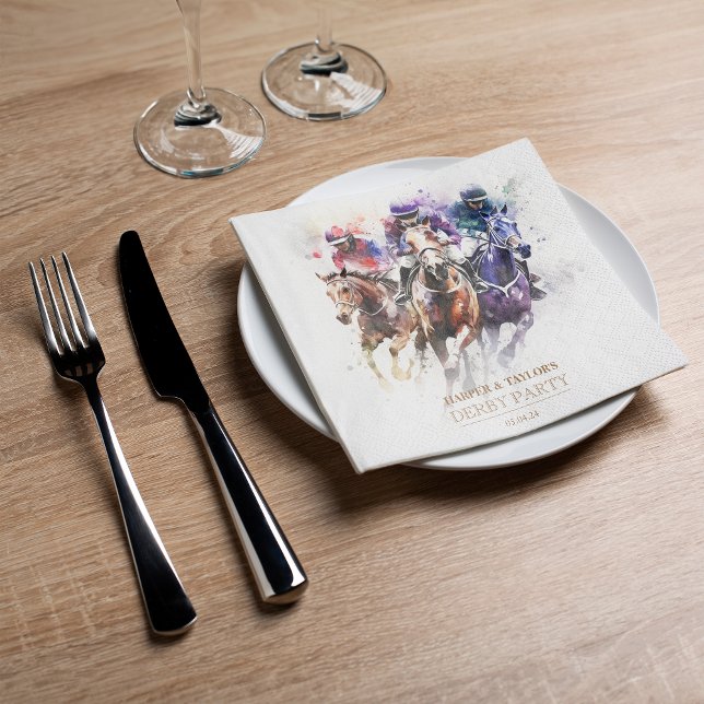 Elegant Race Horse Derby Party Equestrian Napkin (Wrap Your Drinks in Derby Chic: Napkins Inspired by the Winner's Circle! )