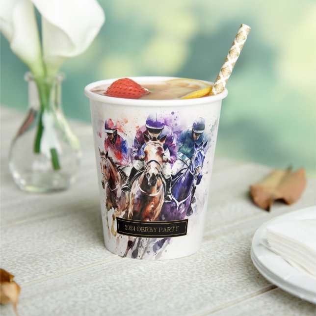 Elegant Race Horse Derby Party Equestrian Paper Cups (Insitu)