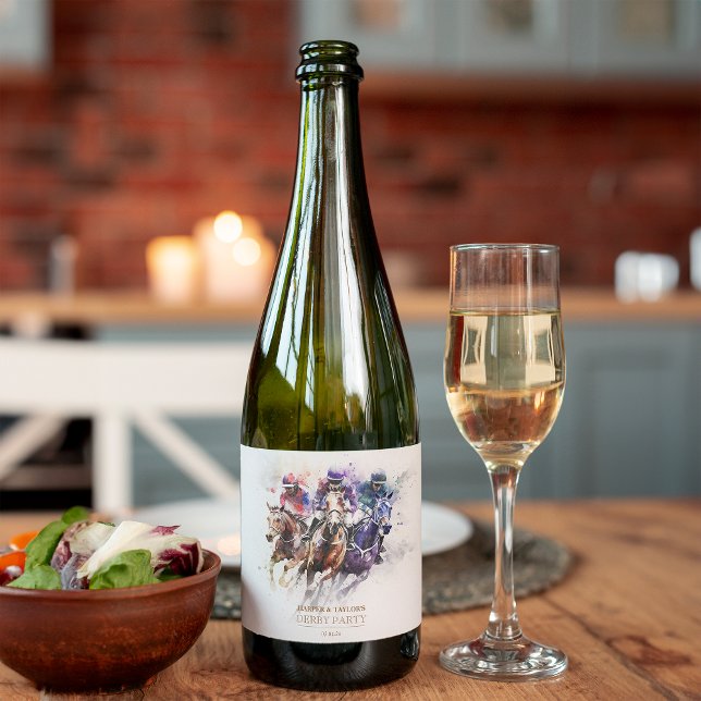 Elegant Race Horse Derby Party Equestrian Wine Label (Saddle up for a Winning Toast: Derby-inspired Wine Labels!)