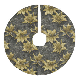 Elegant Radiance Poinsettia Delight Faux Linen Tree Skirt