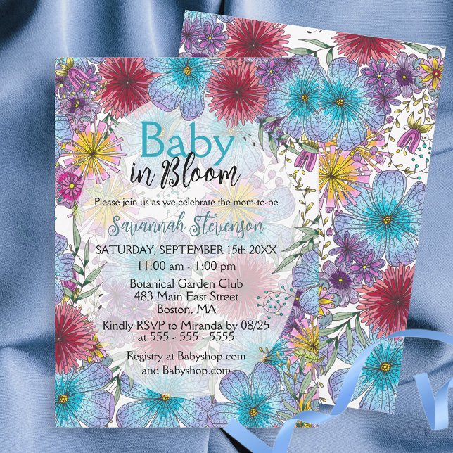 Elegant Radiant Bohemian Flowers Baby in Bloom  Invitation (Creator Uploaded)
