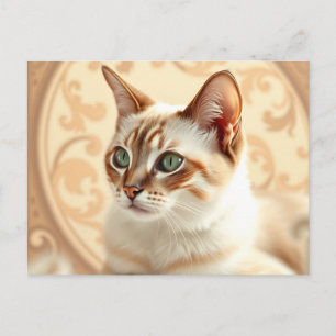Elegant Ragdoll Cat in Art Nouveau Postcard