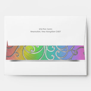 Elegant Rainbow and Silver Filigree Envelope
